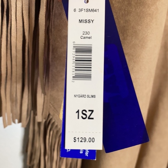 Nygard Women's Camel Color Faux Suede Fringed Shawl Western Boho One Size - Picture 7 of 8